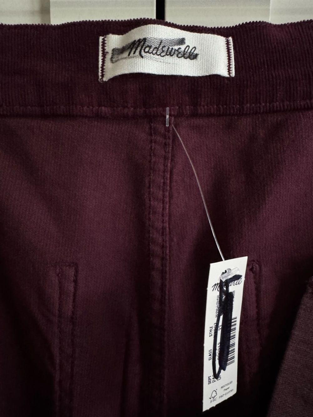 Madewell The Wide-Leg Pant in Corduroy in Dark Pomegranate Size 33 - Picture 6 of 6